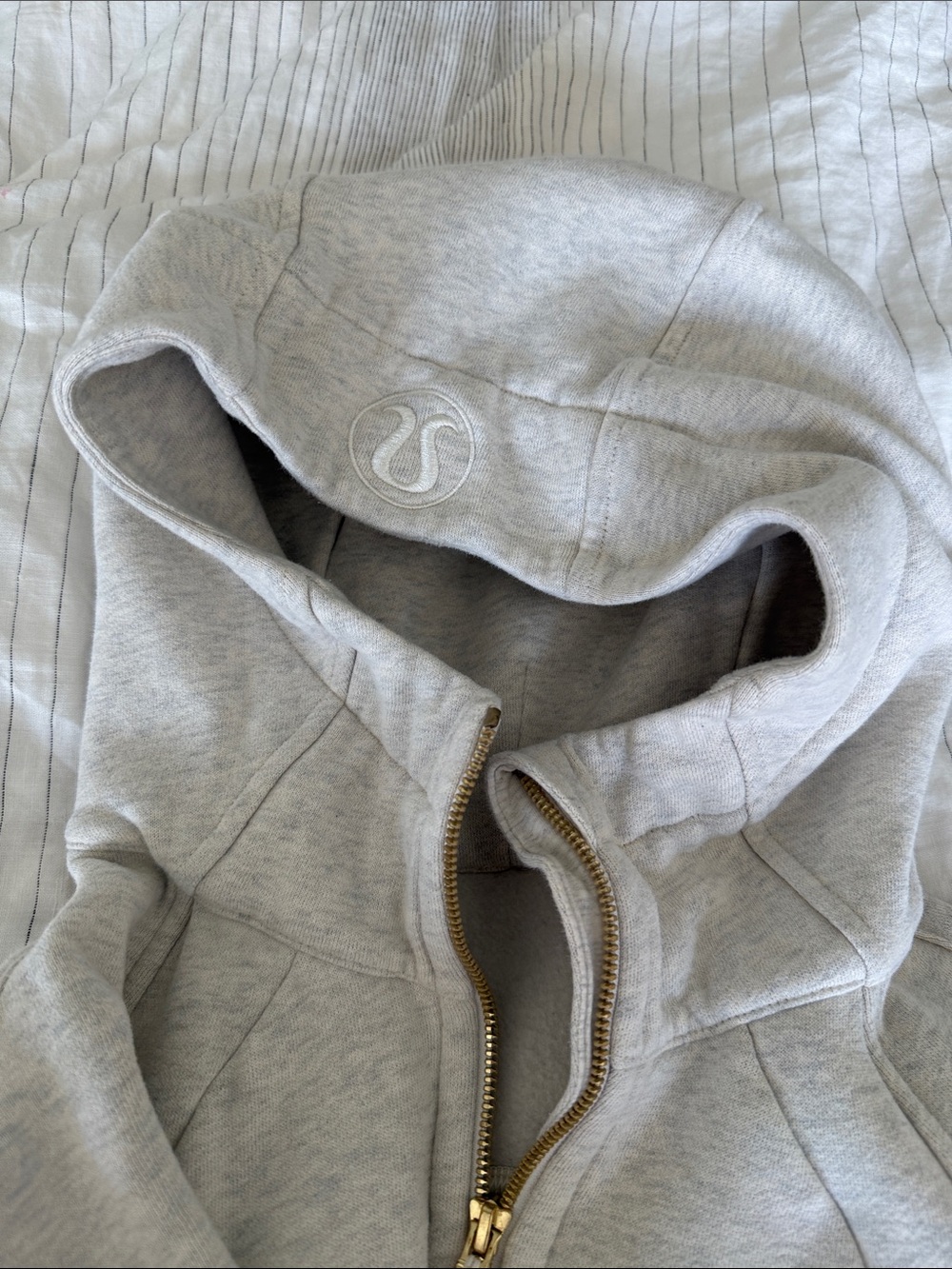 Lululemon Scuba Full-Zip Hoodie - Heathered-Light Ivory / Gold - Picture 6 of 8
